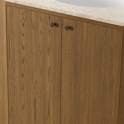 Dean Modern Classic Beige Marble Brown Oak Single Vanity Sink - 40"|