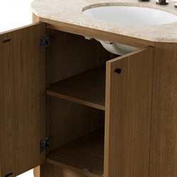 Dean Modern Classic Beige Marble Brown Oak Single Vanity Sink - 40"|