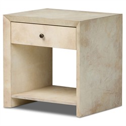 Dolly Modern Classic Cream Leather Wrapped Nightstand|
