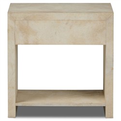 Dolly Modern Classic Cream Leather Wrapped Nightstand|