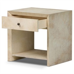 Dolly Modern Classic Cream Leather Wrapped Nightstand|