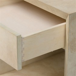 Dolly Modern Classic Cream Leather Wrapped Nightstand|