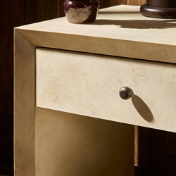 Dolly Modern Classic Cream Leather Wrapped Nightstand|