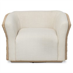 Emilian Coastal Beach Cream Woven Outdoor Swivel Chair|