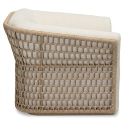 Emilian Coastal Beach Cream Woven Outdoor Swivel Chair|