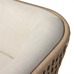 Emilian Coastal Beach Cream Woven Outdoor Swivel Chair|