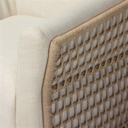 Emilian Coastal Beach Cream Woven Outdoor Swivel Chair|