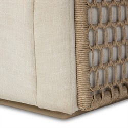 Emilian Coastal Beach Cream Woven Outdoor Swivel Chair|