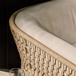 Emilian Coastal Beach Cream Woven Outdoor Swivel Chair|