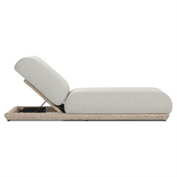 Evander Coastal Beach Grey Woven Outdoor Chaise Lounge|