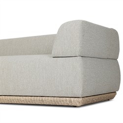 Evander Coastal Beach Grey Woven Outdoor Sofa - 96"|