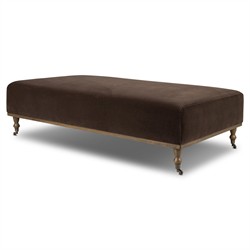 Harlin Updated Traditional Brown Velvet Performance Rectangular Cocktail Ottoman|