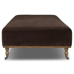 Harlin Updated Traditional Brown Velvet Performance Rectangular Cocktail Ottoman|