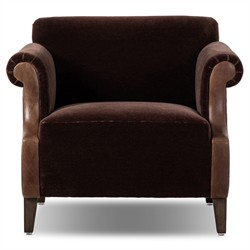 Harvey Updated Traditional Brown Velvet Club Chair|
