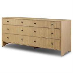 Hazel Modern Classic Light Wash Oak Reeded Double Dresser|