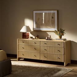 Hazel Modern Classic Light Wash Oak Reeded Double Dresser|