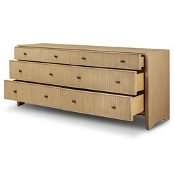 Hazel Modern Classic Light Wash Oak Reeded Double Dresser|