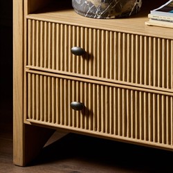 Hazel Modern Classic Light Wash Oak Reeded Nightstand|