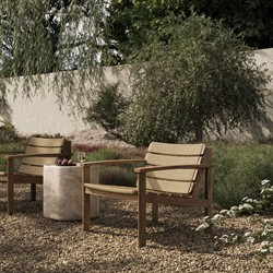 Isolde Coastal Beach Brown Teak Woven Outdoor Lounge Chair|