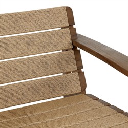 Isolde Coastal Beach Brown Teak Woven Outdoor Lounge Chair|