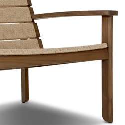 Isolde Coastal Beach Brown Teak Woven Outdoor Lounge Chair|