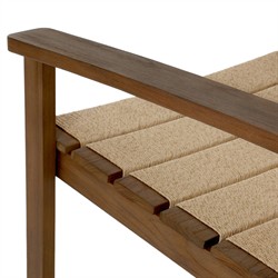 Isolde Coastal Beach Brown Teak Woven Outdoor Lounge Chair|