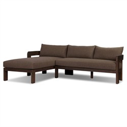 Aviel Modern Classic Brown Teak Outdoor Sectional - Left Chaise - 98"|
