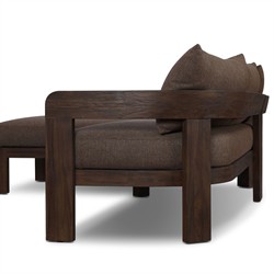 Aviel Modern Classic Brown Teak Outdoor Sectional - Left Chaise - 98"|