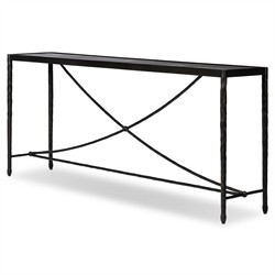 Jane Updated Traditional Textured Black Iron Rectangular Console Table|