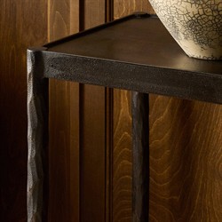 Jane Updated Traditional Textured Black Iron Rectangular Console Table|