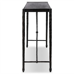 Jane Updated Traditional Textured Black Iron Rectangular Console Table|