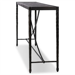 Jane Updated Traditional Textured Black Iron Rectangular Console Table|