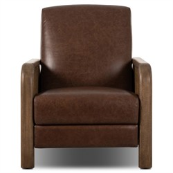 Janek Rustic Lodge Brown Leather Woven Cane Recliner|