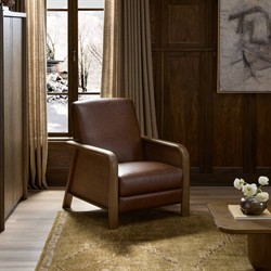 Janek Rustic Lodge Brown Leather Woven Cane Recliner|