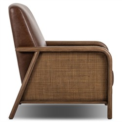 Janek Rustic Lodge Brown Leather Woven Cane Recliner|