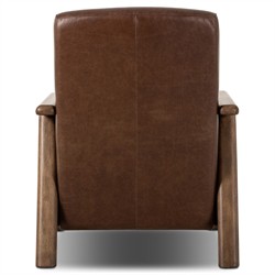 Janek Rustic Lodge Brown Leather Woven Cane Recliner|