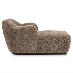 Justine Modern Classic Taupe Shearling Chaise Lounge|