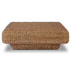 Keira Coastal Beach Bleached Woven Banana Leaf Square Coffee Table |