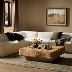 Keira Coastal Beach Bleached Woven Banana Leaf Square Coffee Table |