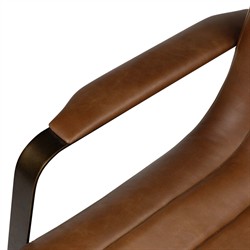 Lemmy Modern Classic Brown Leather Brushed Brass Desk Chair|