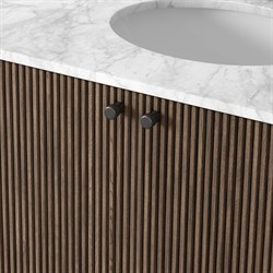 Malden Modern Classic White Marble Brown Oak Reeded Vanity Sink - 36"|