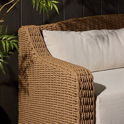 Marina Coastal Beach Cream Woven Outdoor Sofa - 93"|