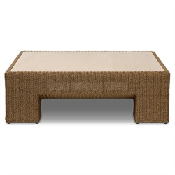 Maris Coastal Beach Beige Stone Woven Outdoor Coffee Table|