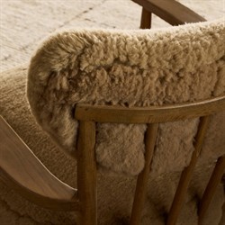 Marisol Updated Traditional Beige Shearling Wing Arm Chair|