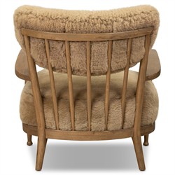 Marisol Updated Traditional Beige Shearling Wing Arm Chair|