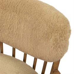 Marisol Updated Traditional Beige Shearling Wing Arm Chair|