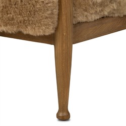 Marisol Updated Traditional Beige Shearling Wing Arm Chair|