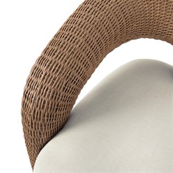 Mazie Coastal Beach Cream Woven Outdoor Swivel Chair|