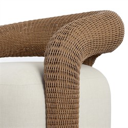 Mazie Coastal Beach Cream Woven Outdoor Swivel Chair|