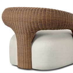 Mazie Coastal Beach Cream Woven Outdoor Swivel Chair|
